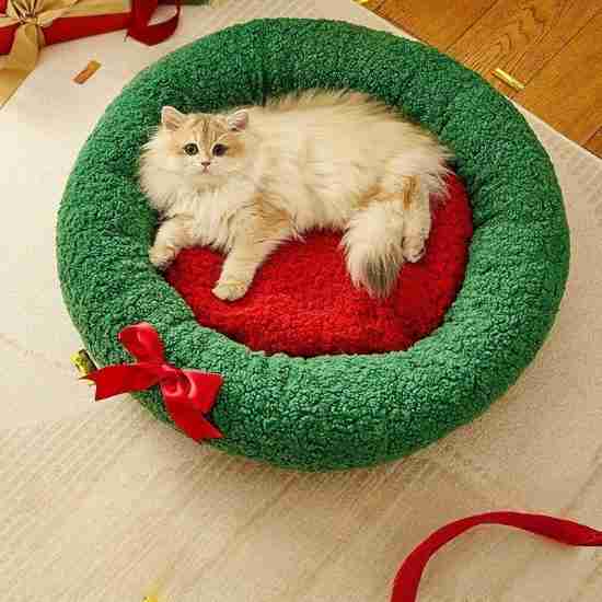 Semi-Closed Christmas Pet Nest - Warm Dog/Cat Bed Wholesale - 相册4