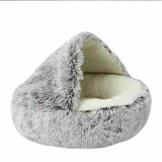 Shell-Shaped Plush Semi-Closed Pet Bed for Cats/Dogs - 相册4