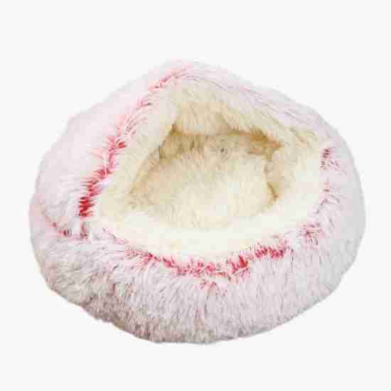 Shell-Shaped Plush Semi-Closed Pet Bed for Cats/Dogs