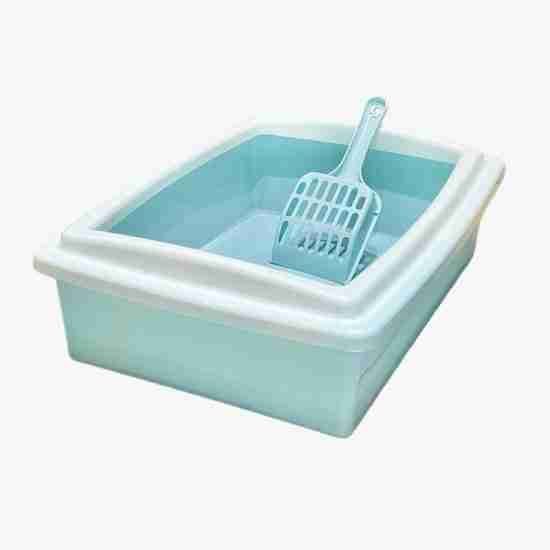 Semi-Enclosed Square Cat Litter Box (with Scoop