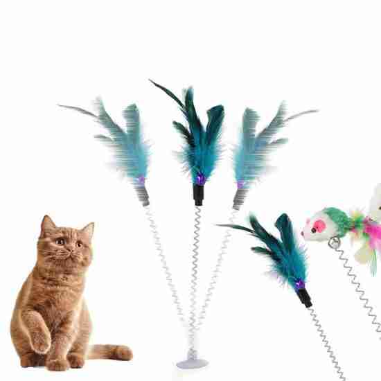 Wholesale Suction Cup Spring Feather Cat Teaser (Colorful Mouse Design, In-Stock) - 相册4