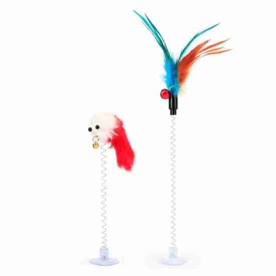Wholesale Suction Cup Spring Feather Cat Teaser (Colorful Mouse Design, In-Stock) - 相册3