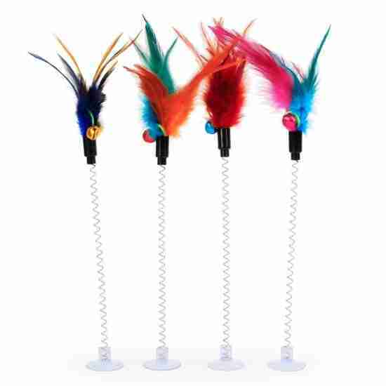 Wholesale Suction Cup Spring Feather Cat Teaser (Colorful Mouse Design, In-Stock) - 相册1